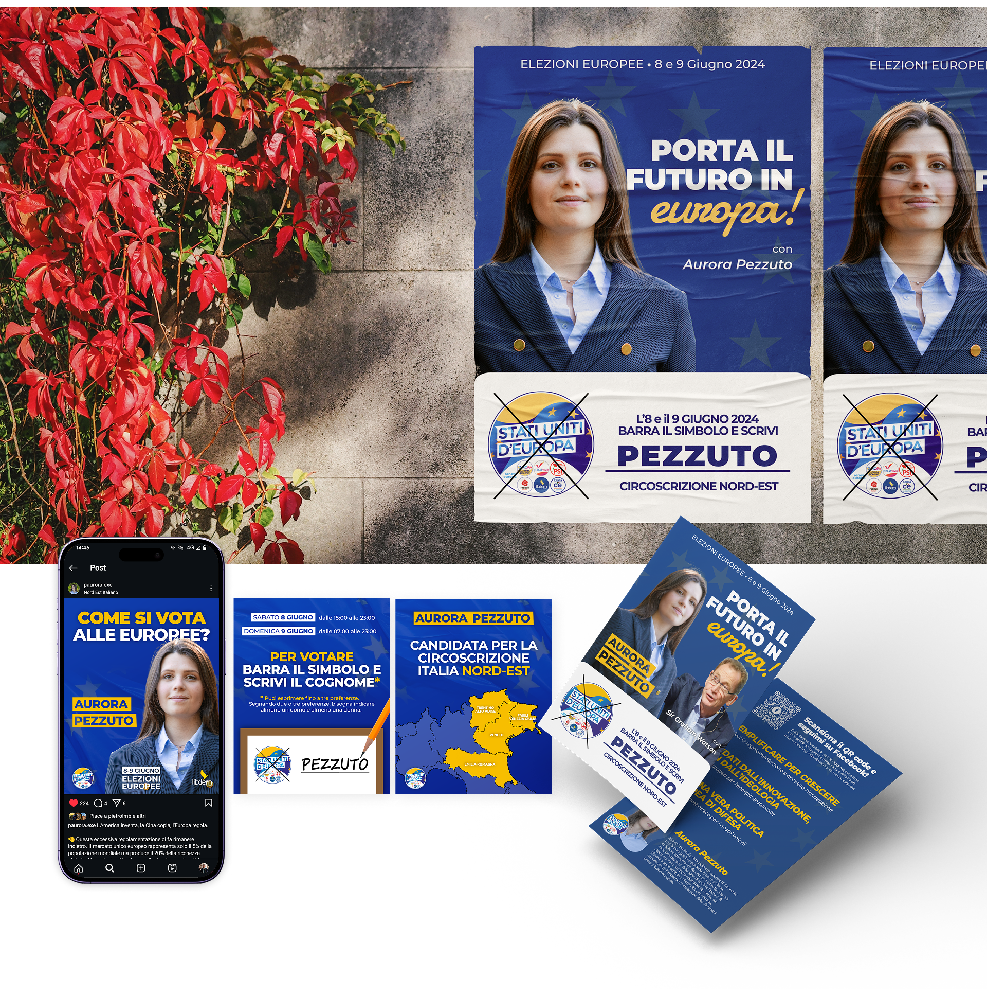 Materiali della campagna: manifesti, volantini, cartoline e post social