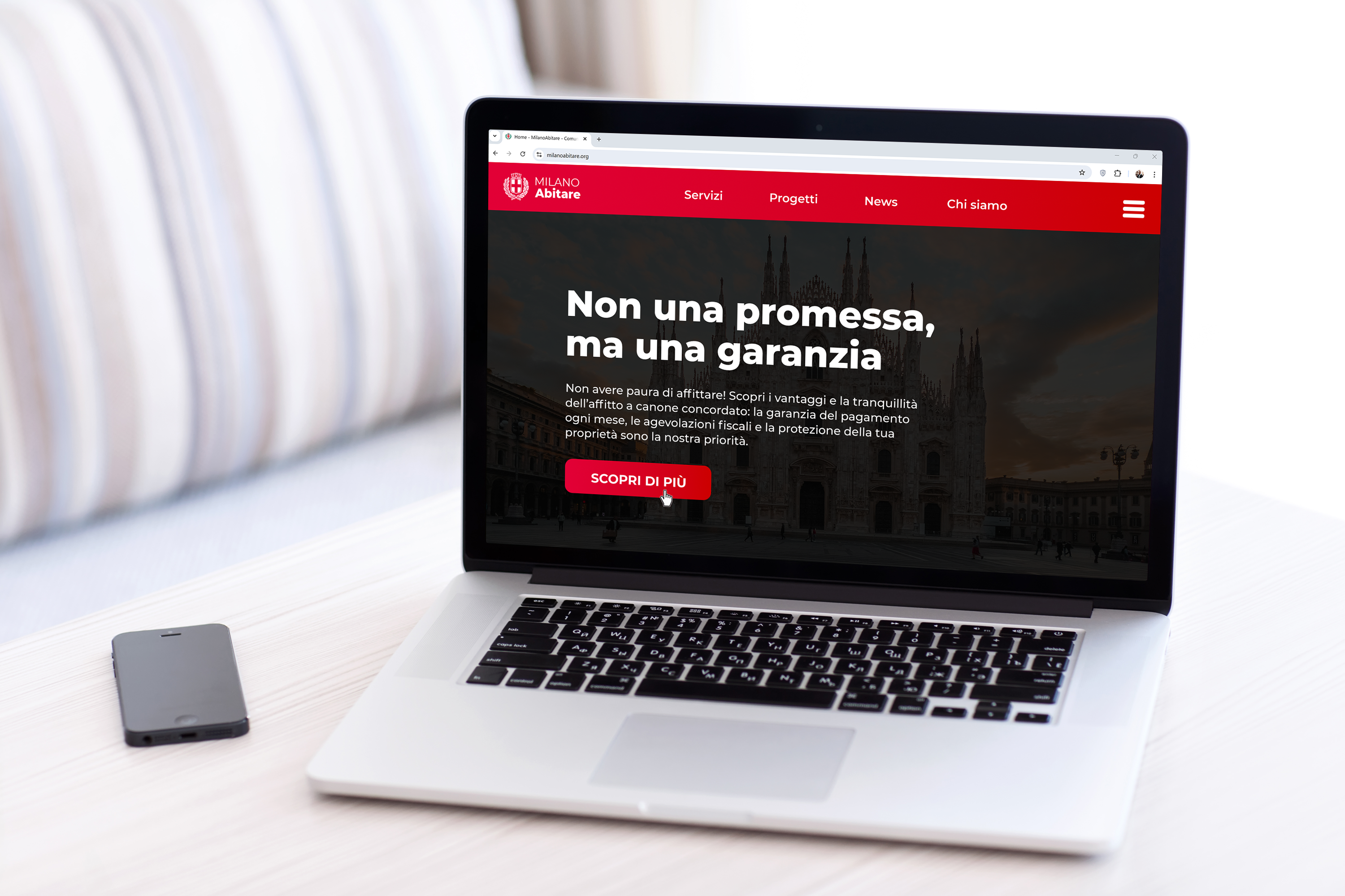 Il mockup del nuovo sito di Milano Abitare.