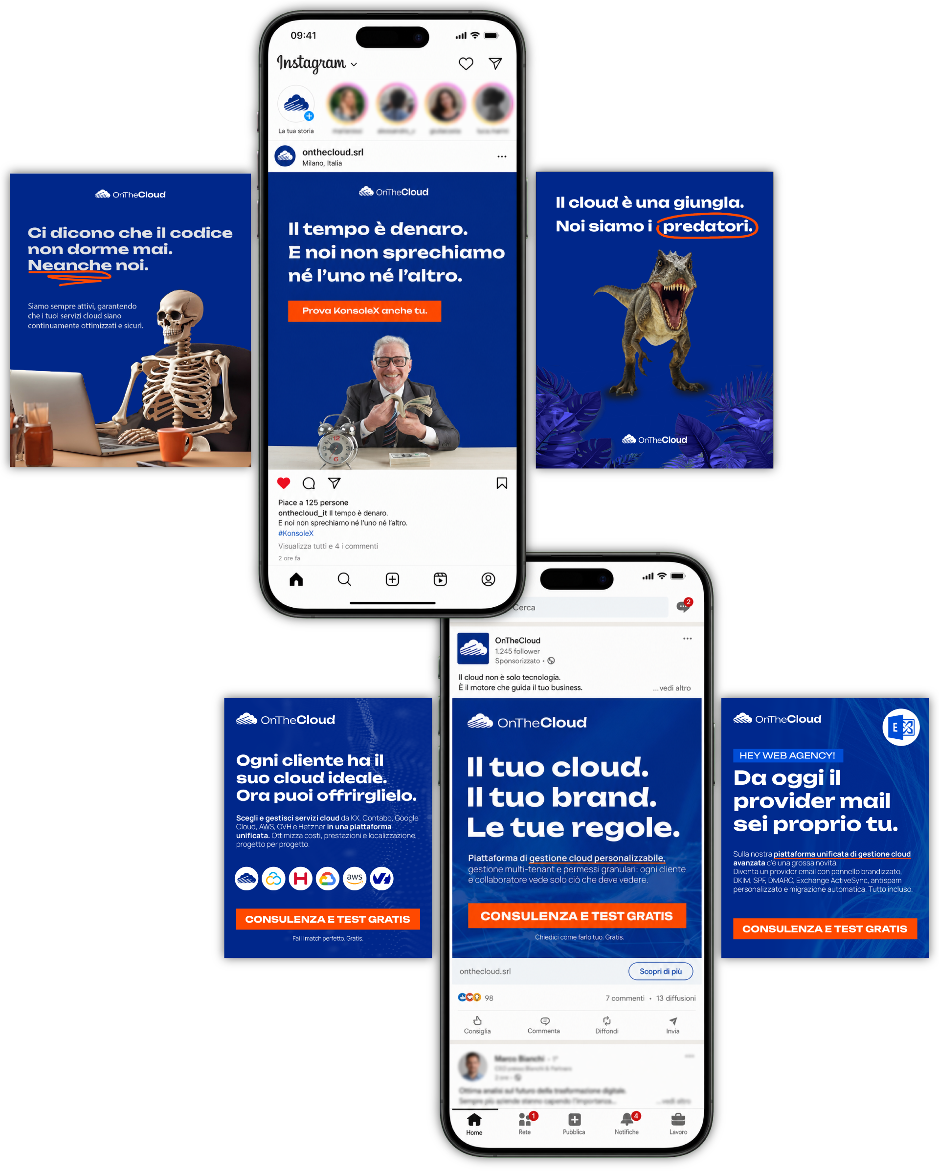 Alcuni contenuti e inserzioni pubblicate su Instagram e Linkedin