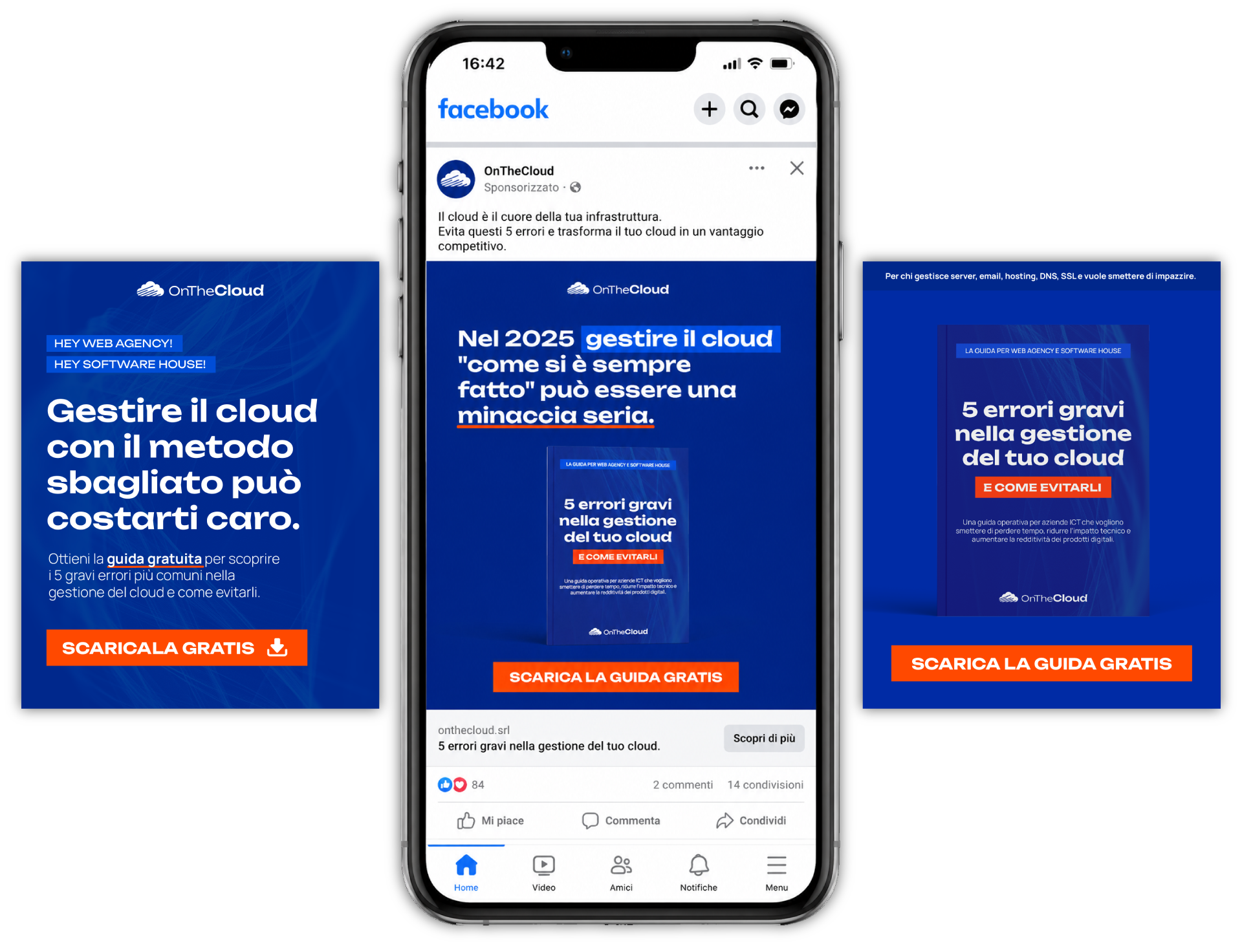 Le inserzioni pubblicate su Facebook per attirare il pubblico verso la guida PDF